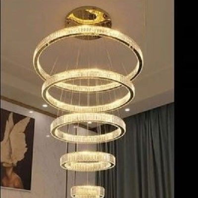 لوستر مدرن آویز طبقاتی ۵ حلقه سایز ۲۰ ۴۰ ۶۰ ۸۰ 100 سانتیمتر(2 سال ضمانت)